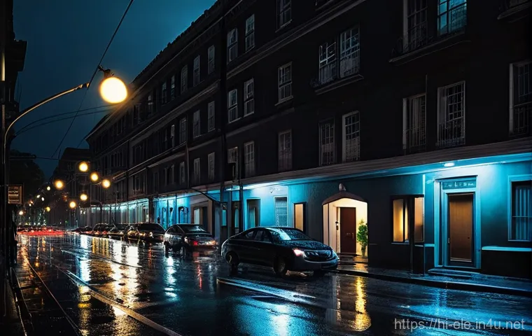 전기공사기사와 전기 재난 복구 사례 - **Prompt:** A serene yet impactful scene depicting a major power outage in a bustling city after a s...