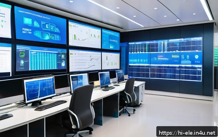 전기분야의 최신 기술 인증 - A modern electric power control room featuring advanced automation and digitalization technology, wi...