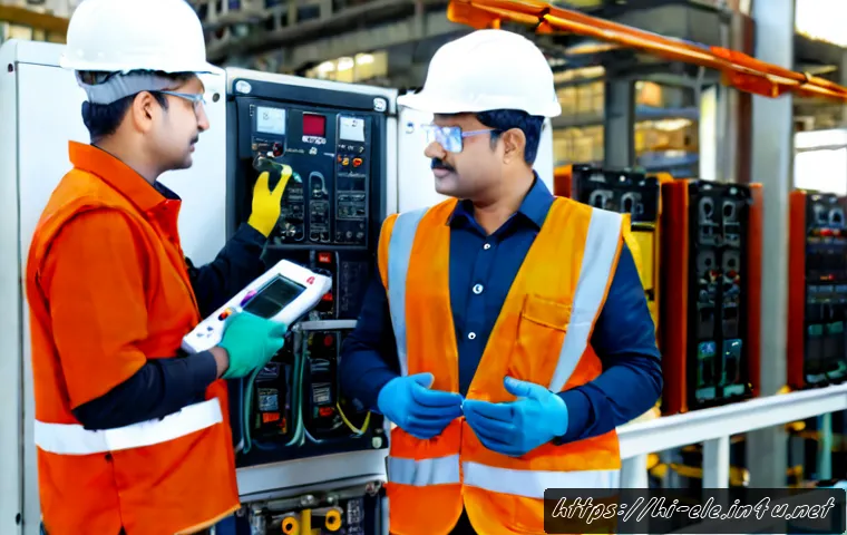Home 17 전기기사와 현장 안전관리 사례 - Photorealistic Indian electrical engineer in a reflective safety vest, hard hat, protective gloves, ...